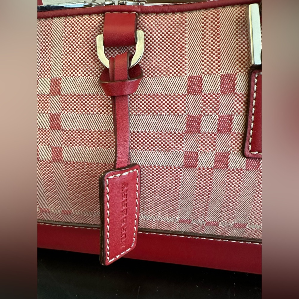 Burberry Red Nova Canvas and Leather Handbag - Picture 3 of 8